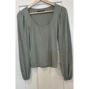 Abercrombie & Fitch Womens S Green Ribbed Scoop Neck Long Sleeve Tee Shirt